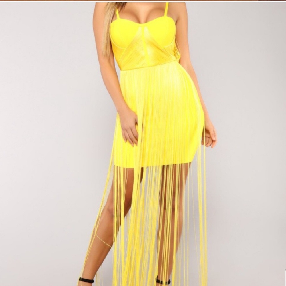 Fringe Yellow Dress